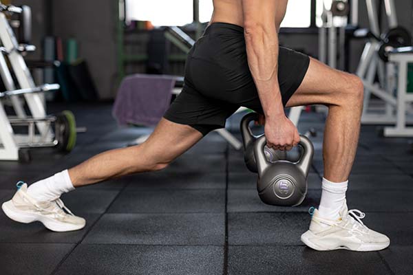 kettlebells workout at gym