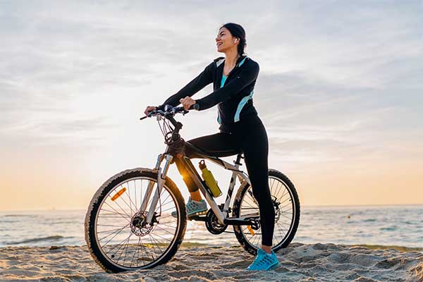 woman riding bicycle