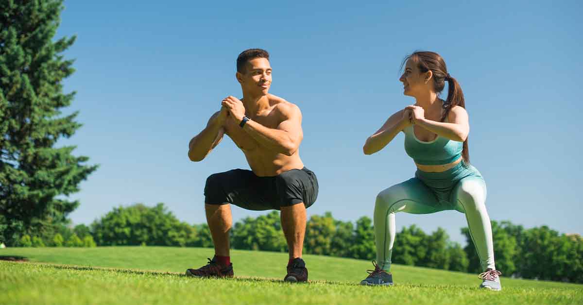 Couple working out together