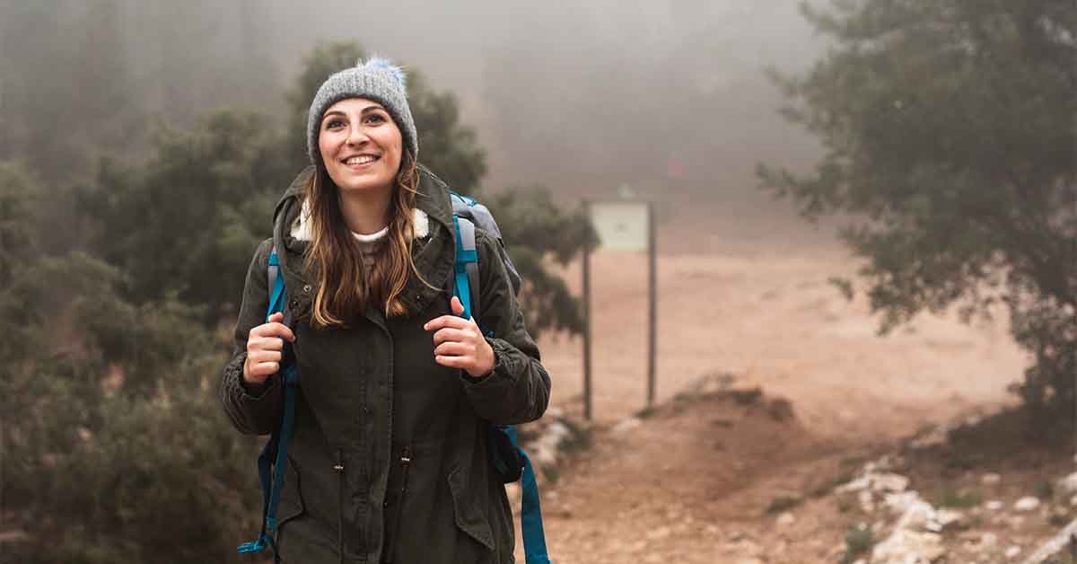 Girl going for hiking