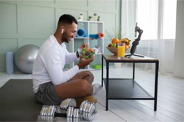 Man eating superfoods