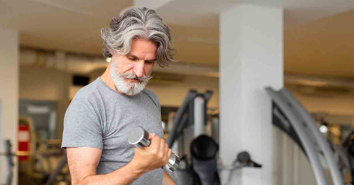 Old man doing exercise