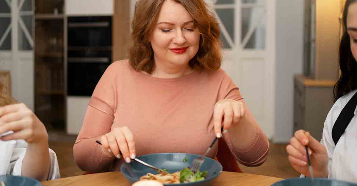 Woman eating her food