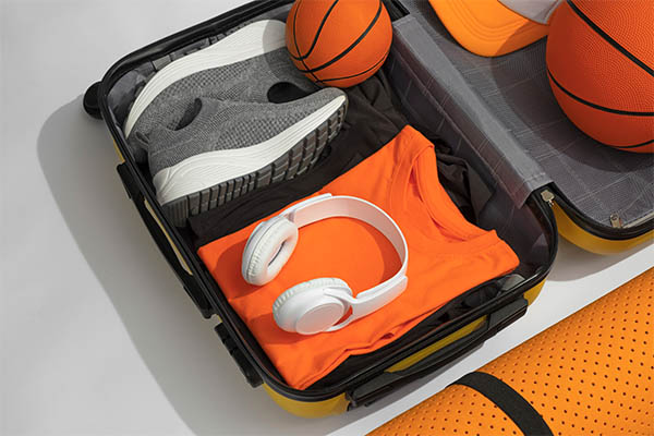 Composition with neatly organized and arranged sport items