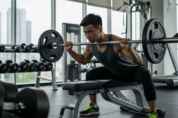 Man is doing exercise in gym 